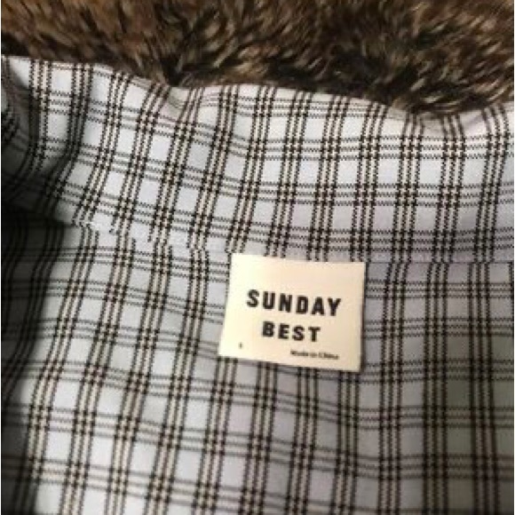 Sunday Best Button-up from Aritzia. Blue and Black Glencheck pattern. Size Large - Picture 3 of 5